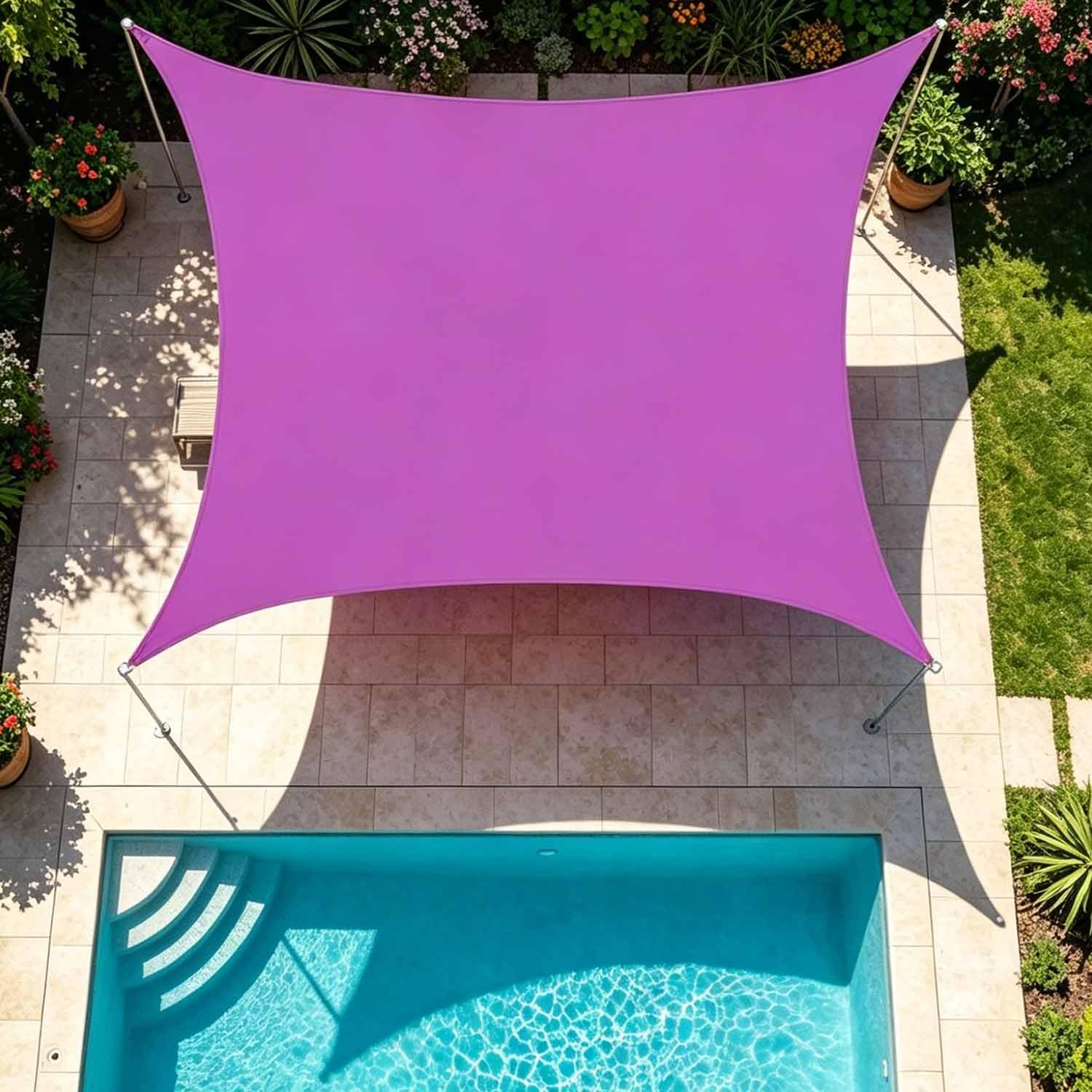 Ffsaacol Outdoor Rectangle Sail Shade, Sun Shade Sail Canopy Waterproof, Sun Shade Heavy Duty Canopy UV Block, for Backyard Patio Pergola Garden (We Make Custom Size) D, 16x16ft/5x5m