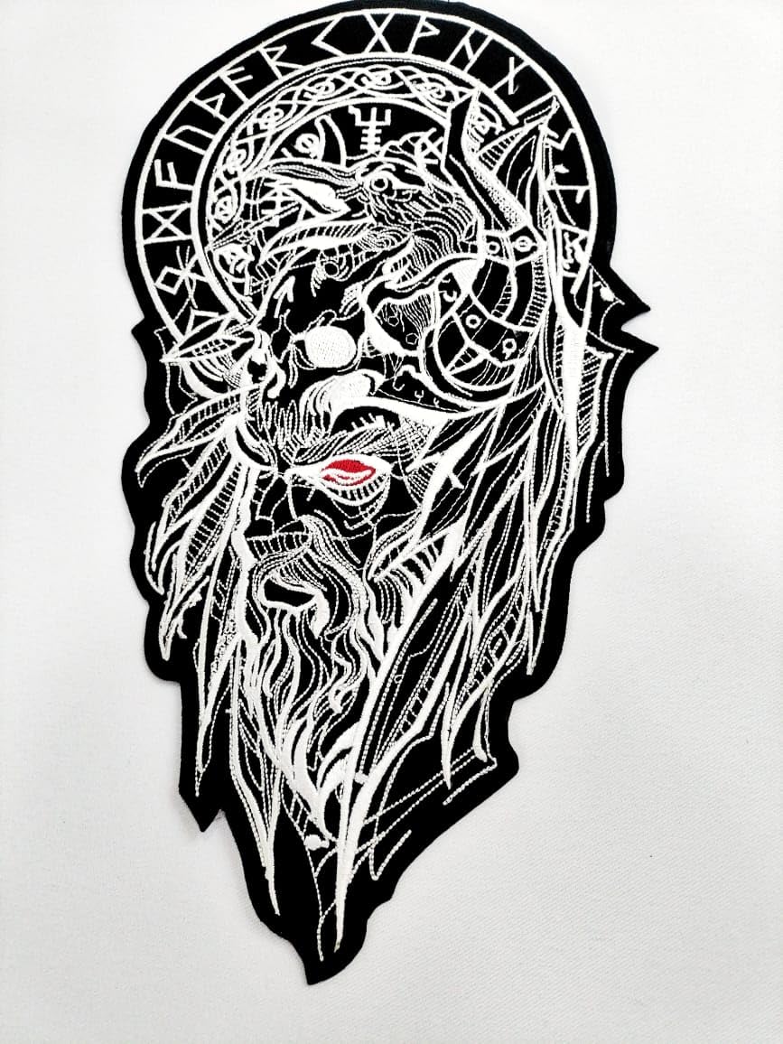GenericOdin Wotan Woden God Nordic Viking Valhalla Biker Large Back Patch on Vest, sew Patch, Embroidery Patch, Iron Patch, Bike Patch, Skull Patch