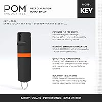 Vista 2 de POM Premium Pepper Spray Keychain, Quick Release Access Flip Top Safety, Police Grade OC Formula with UV Marking Dye, 25 Precision Bursts, 10 Foot