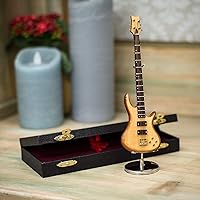 Vista 4 de Broadway Gift Guitarra eléctrica de bajo de madera natural con estuche y soporte de réplica de figura de 7 pulgadas
