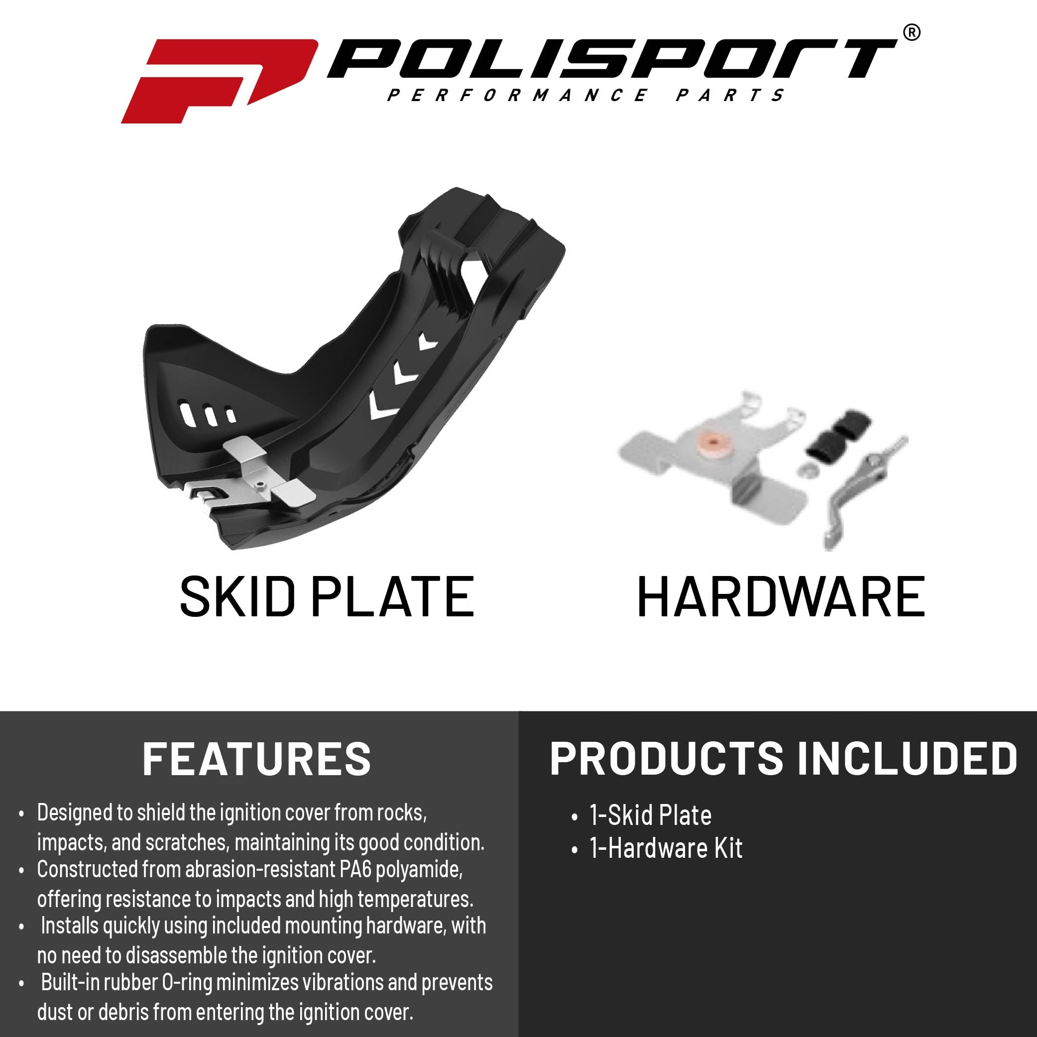 POLISPORT 8468900004 - Płyta ochronna silnika Fortress z wytrzymałego i wytrzymałego lekkiego tworzywa sztucznego, kompatybilna z motocyklami KTM, HUSQVARNA w kolorze czarnym