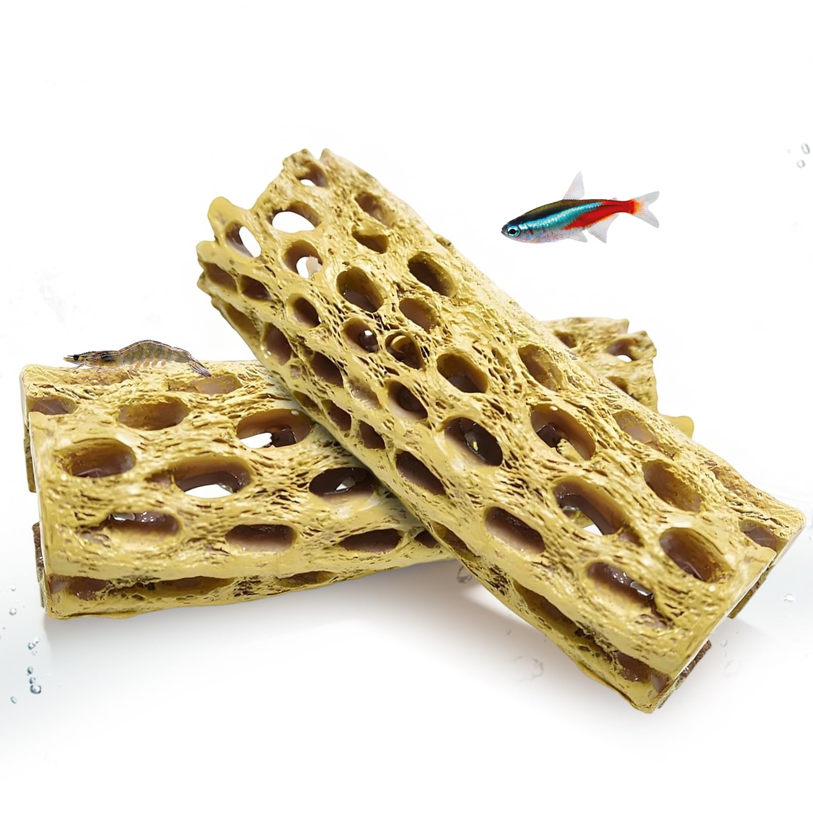 2 sztuki kryjówki krewetek, 14 cm, kryjówka krewetki, jaskinia, akwarium, dekoracja z har pusty pień drzewa dla ryb i krewetek