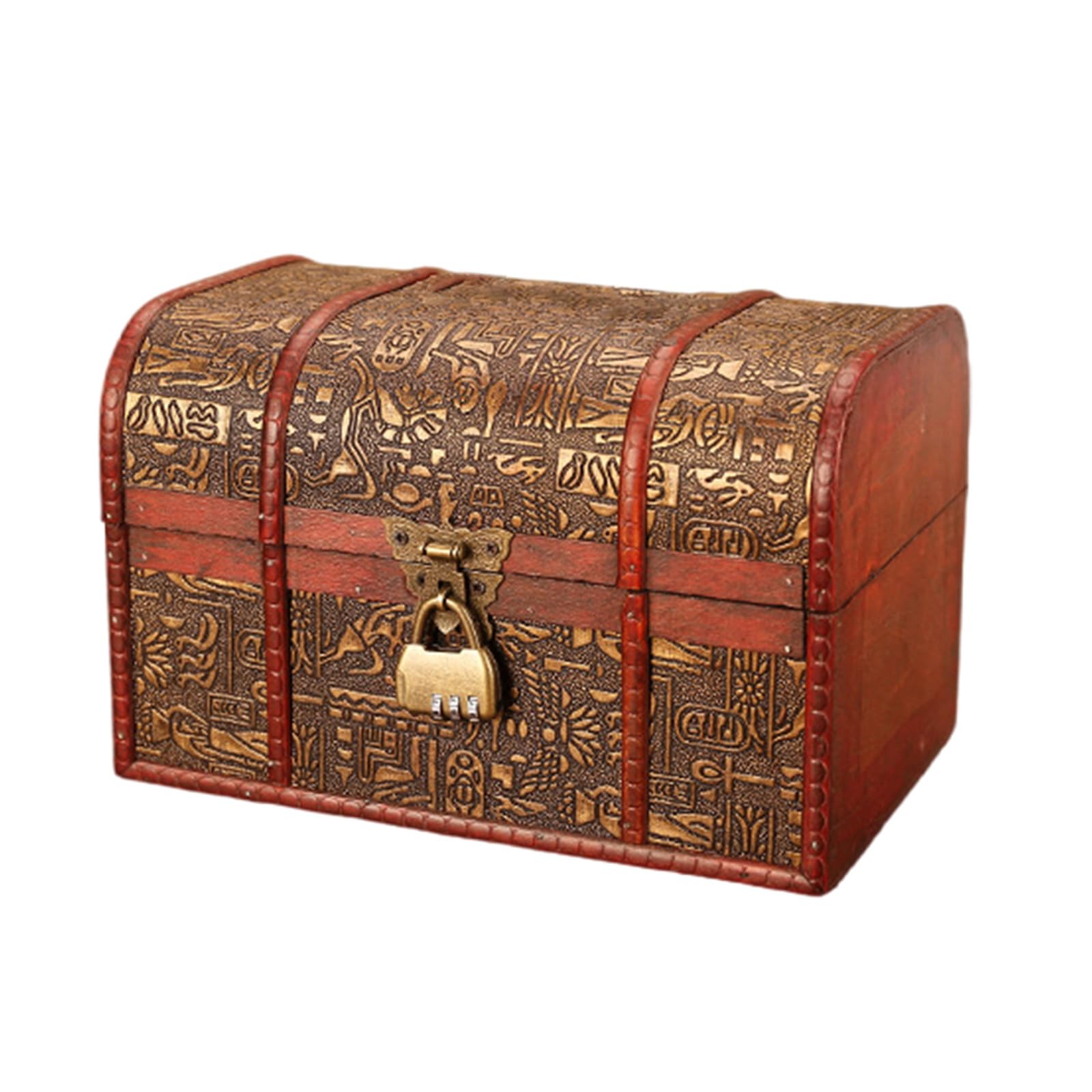 Msioytog Antique Themed Wood Storage Chest Jewelry Organiser Decorative Locking Container for Necklace Bracelets Accessories Wooden Jewelry Storage Box with