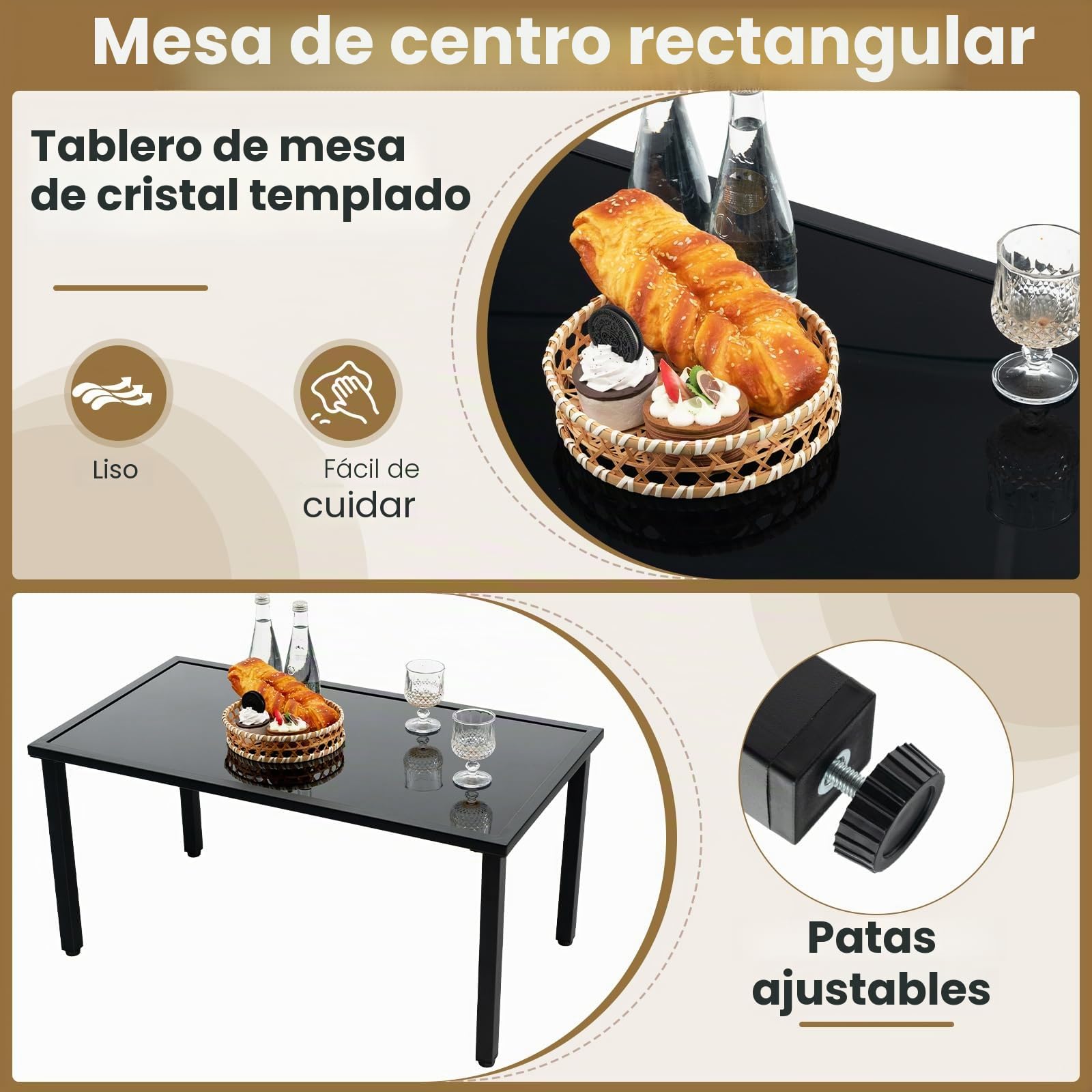GYMAX Juego de muebles de jardín de ratán, juego de 4 piezas para terraza, incluye 2 sillas, 1 sofá y 1 mesa de café, juego de muebles de terraza, juego de muebles de balcón para balcón, piscina y