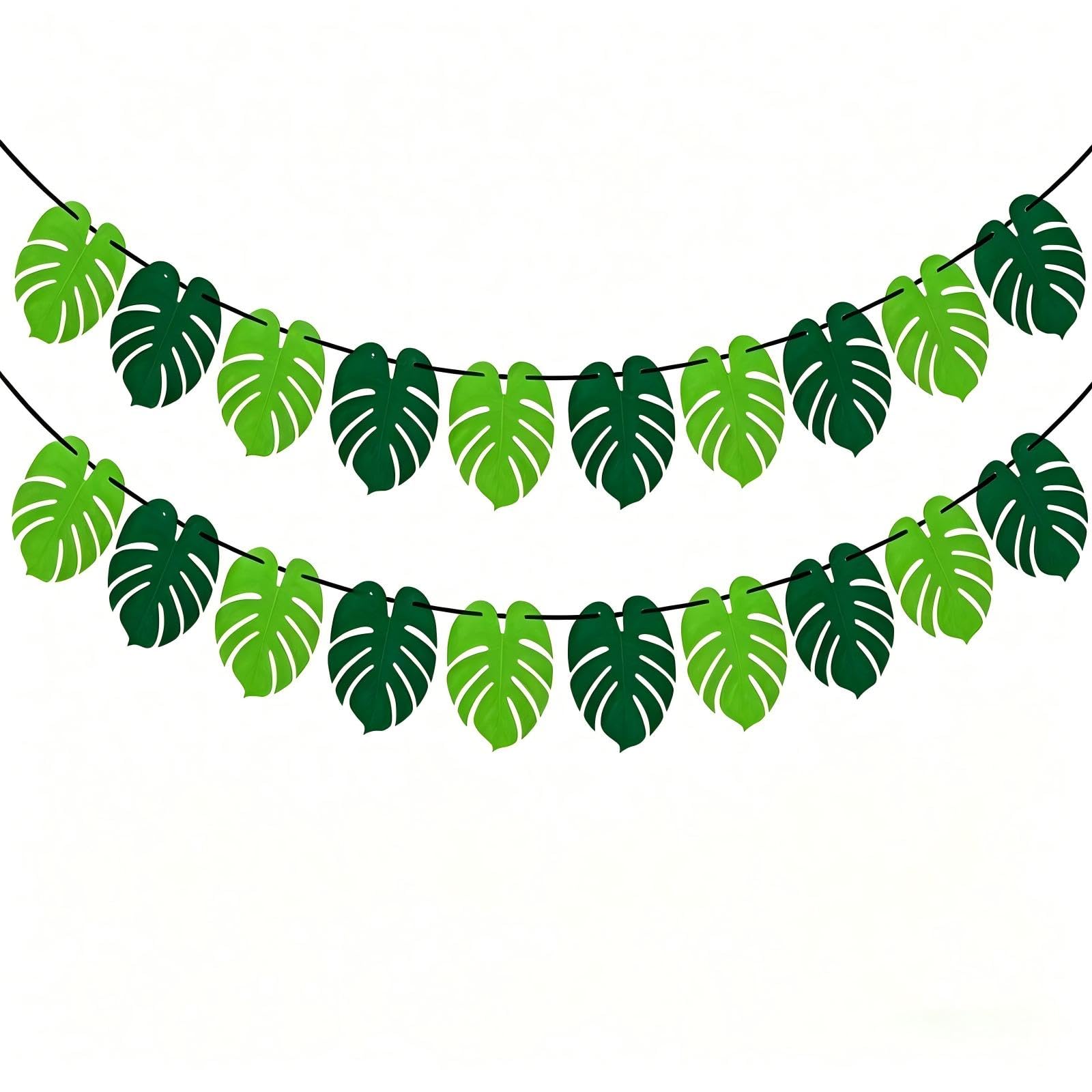 Tropical Party Decorations Monstera Leaf Banner Garlands, Hawaiian Luau Party Decorations, Jungle Theme Summer Beach Pool Partydecorations Supplies (20pcs Leaf Pendants) — image 1