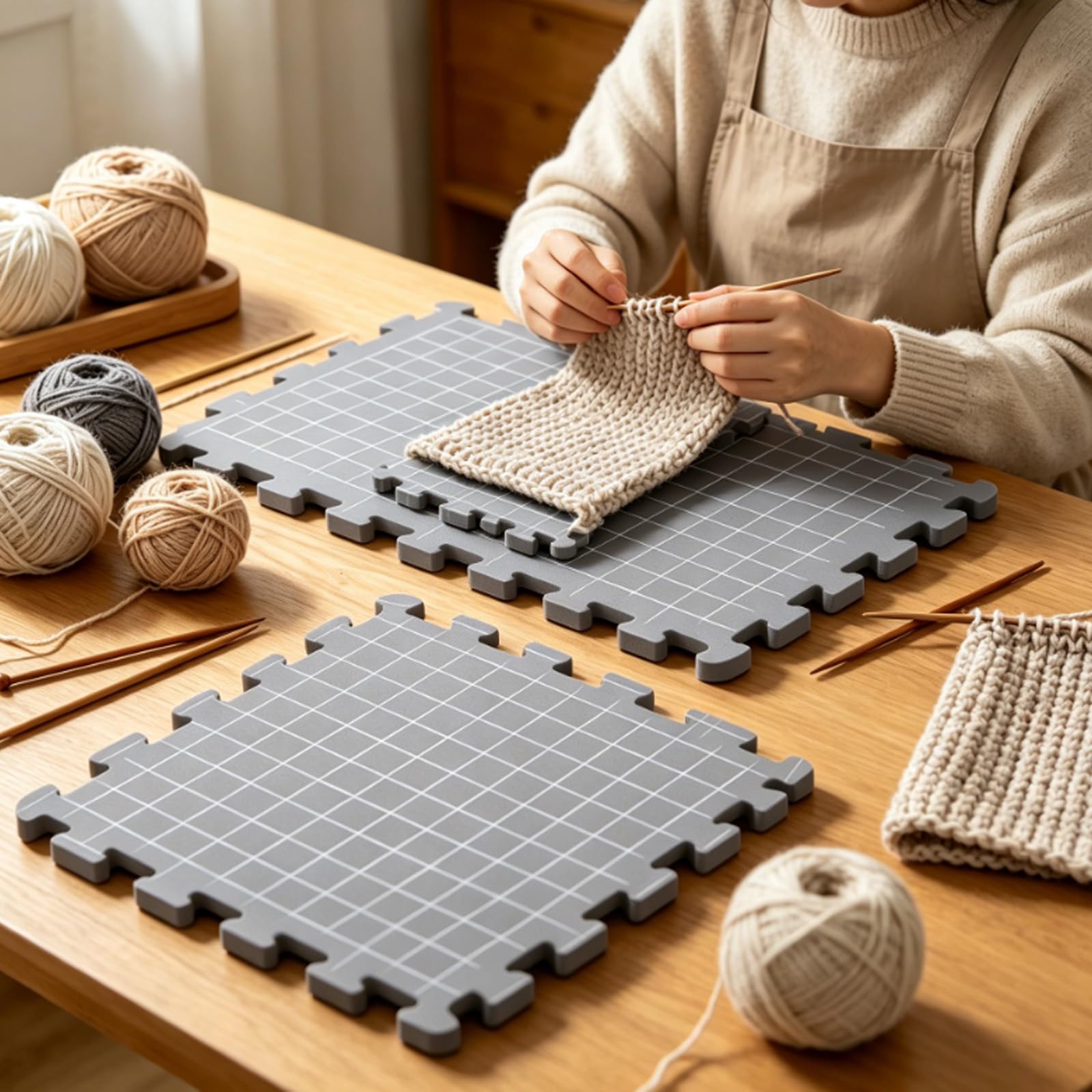 Mata napinająca do robienia na drutach, do robienia na drutach, deska blokująca Granny Square, deska napinająca do szydełkowania, akcesoria do szydełkowania, ekstra grube 1,9 cm, 100 igieł T