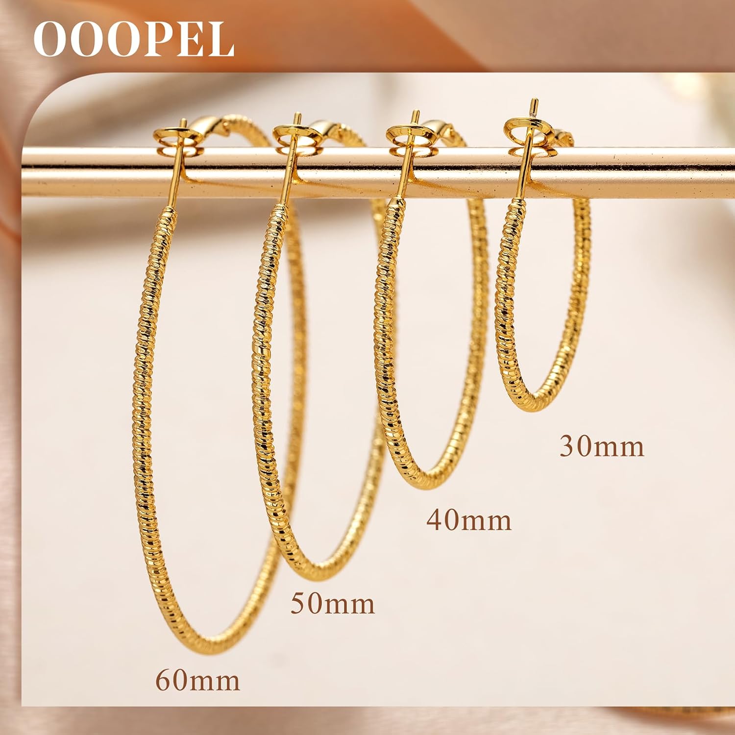 OOOPEL Gold Hoops Earrings for Women, 14k Real Gold Plated Big Earring Hoops Lightweight Earrings Hypoallergenic Large Sterling Silver Hoop Earring for Women 30MM 40MM 50MM 60MM - Image 5