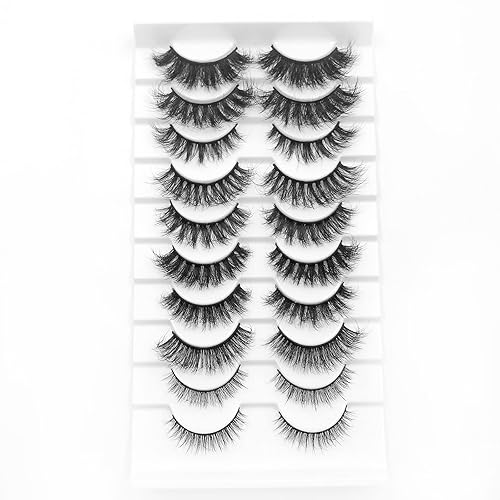 Miniatura 2 de IFLOVEDEKD 10 estilos de pestañas postizas, 10 pares de pestañas postizas 3D de aspecto natural, pestañas postizas 100% hechas a mano, pestañas