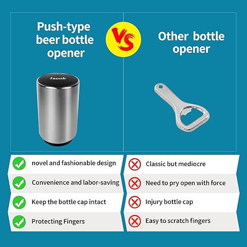 Miniatura 2 de Abridor de botellas de cerveza tipo empuje, ahorra esfuerzo y no daña los dedos, no daña la tapa de la botella, almacenamiento conveniente, inicio