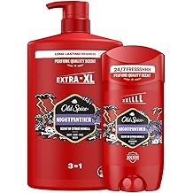 مجموعة جل الاستحمام ومزيل العرق للرجال من Old Spice Nightpanther، عبوة قيمة، غسول للجسم للرجال 1000 مل ومزيل عرق خالٍ من الألومنيوم 85 مل