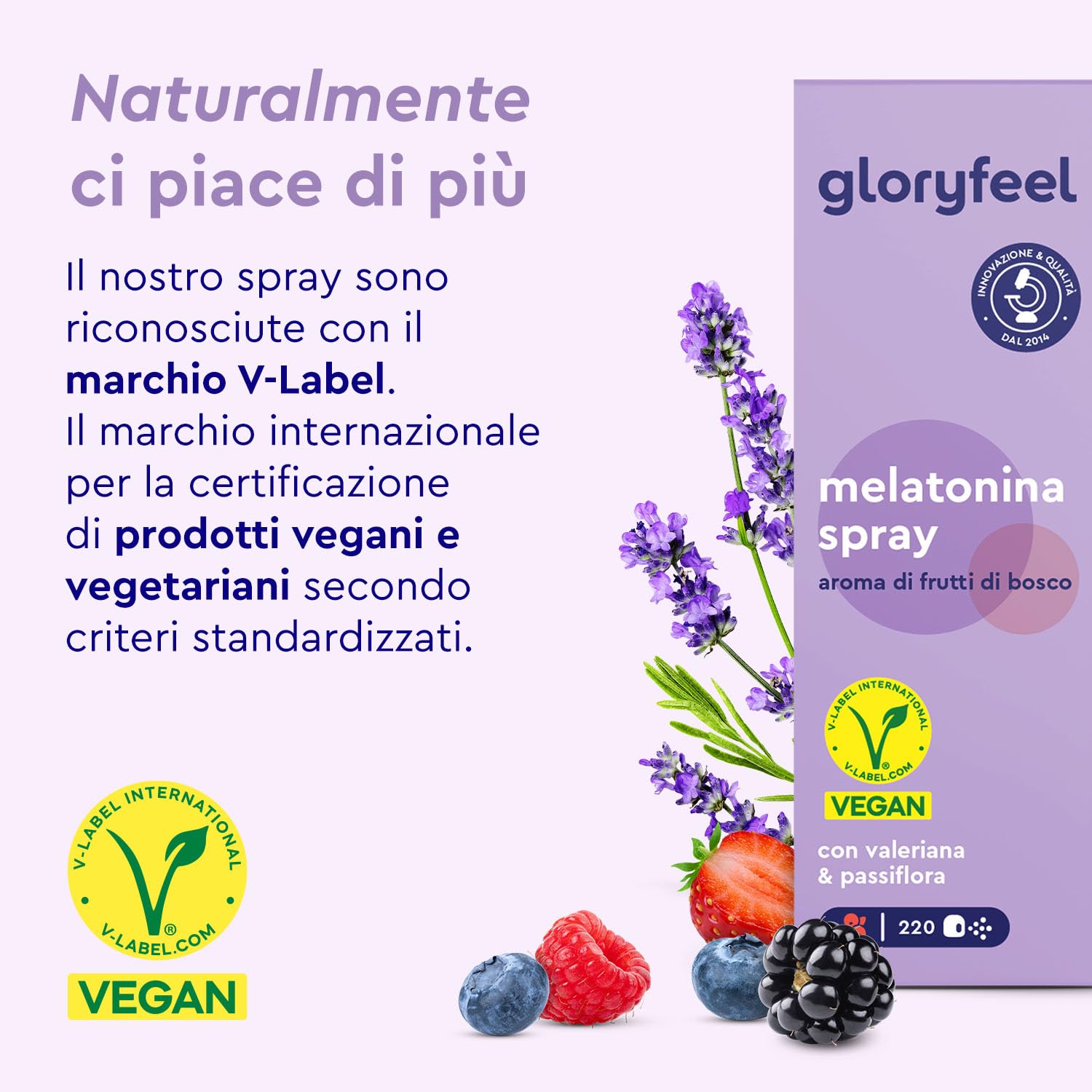 Melatonina per Dormire, Melatonina Pura, Melatonina Spray 0,5mg per Spruzzo, Integratore Valeriana Forte con Passiflora e Lavanda Rilassante, con Vitamina B1 e B6, Gusto Frutti di Bosco, 30ml