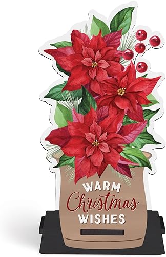 P. Graham Dunn Standing Snap Sign Poinsettia Christmas Décor, 3" x 6", Warm Chri