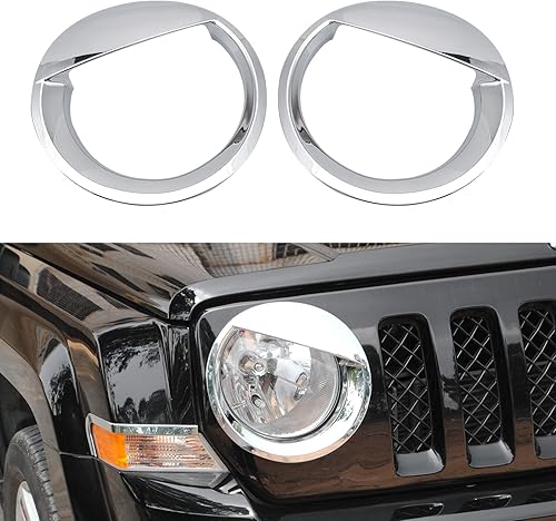 Cubierta cromada para faros delanteros, biseles estilo pájaro enojado, 2 piezas para Jeep Patriot 2011-2017 disponible en Yaxa Peru