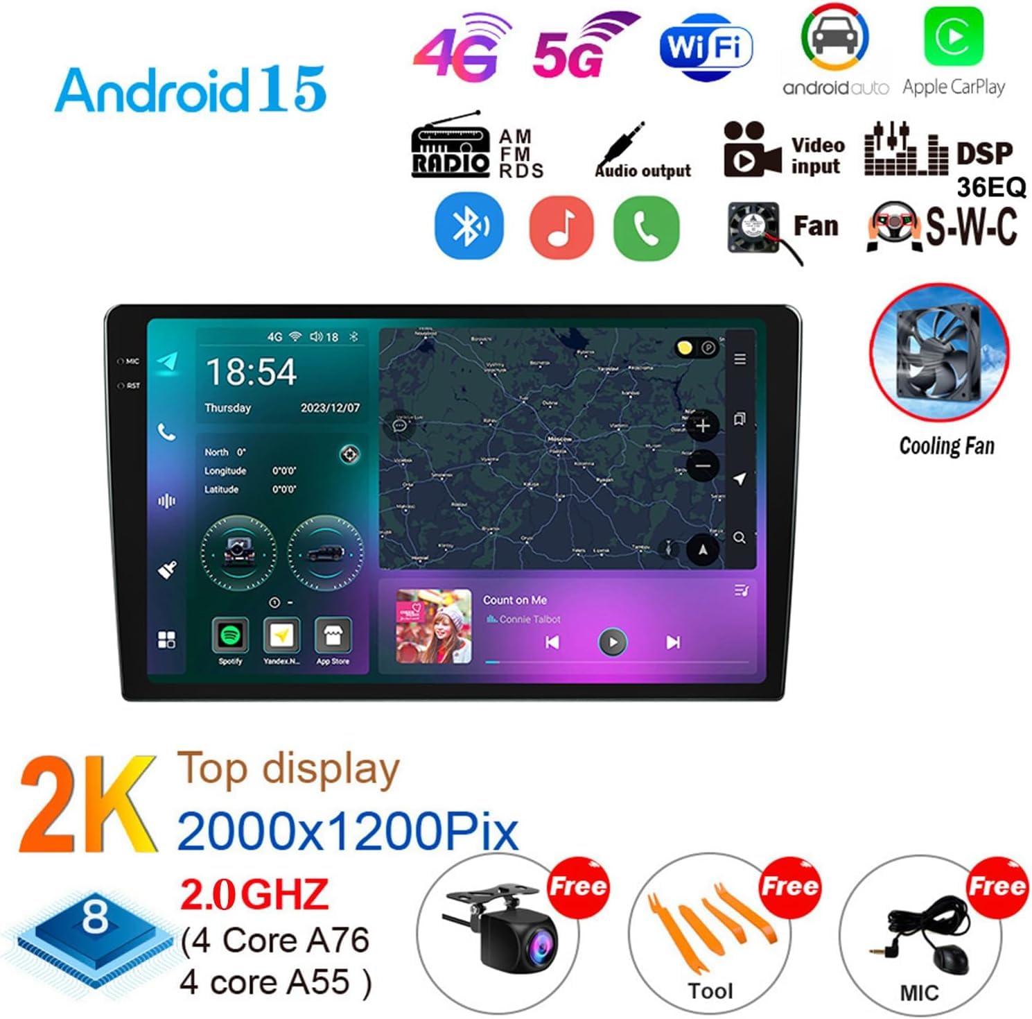 Autoestéreo para 4Runner 2009-2019 con Pantalla táctil de 9, GPS, Bluetooth, CarPlay y Android Auto M6 Pro3 (Grey)