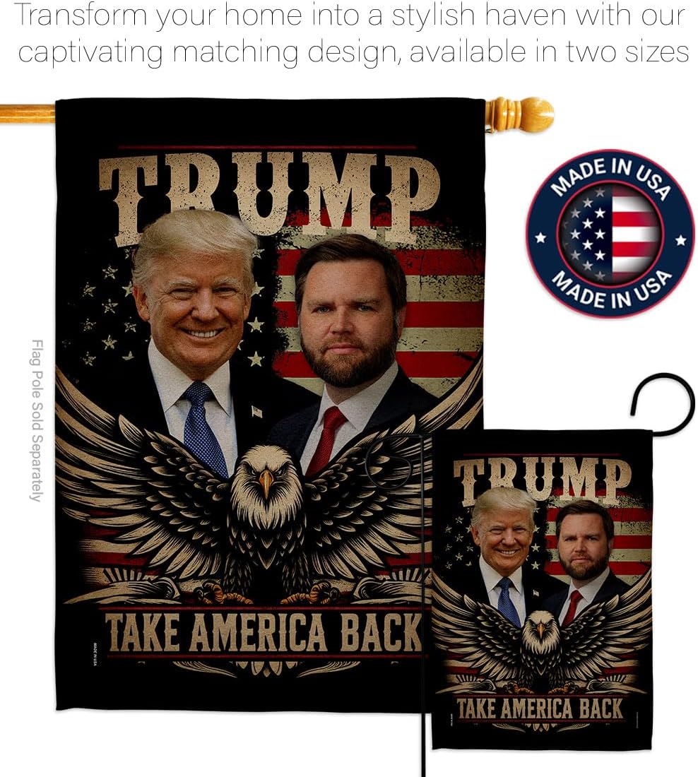 Trump Take America Back Flag Mailbox Mount Kit Wall Hanging Front Porch Decor Rally Shooting MAGA 2024 Political Poster Lawn Garden Outdoor Patriotic Patio Decoration Republican Gift Made in USA