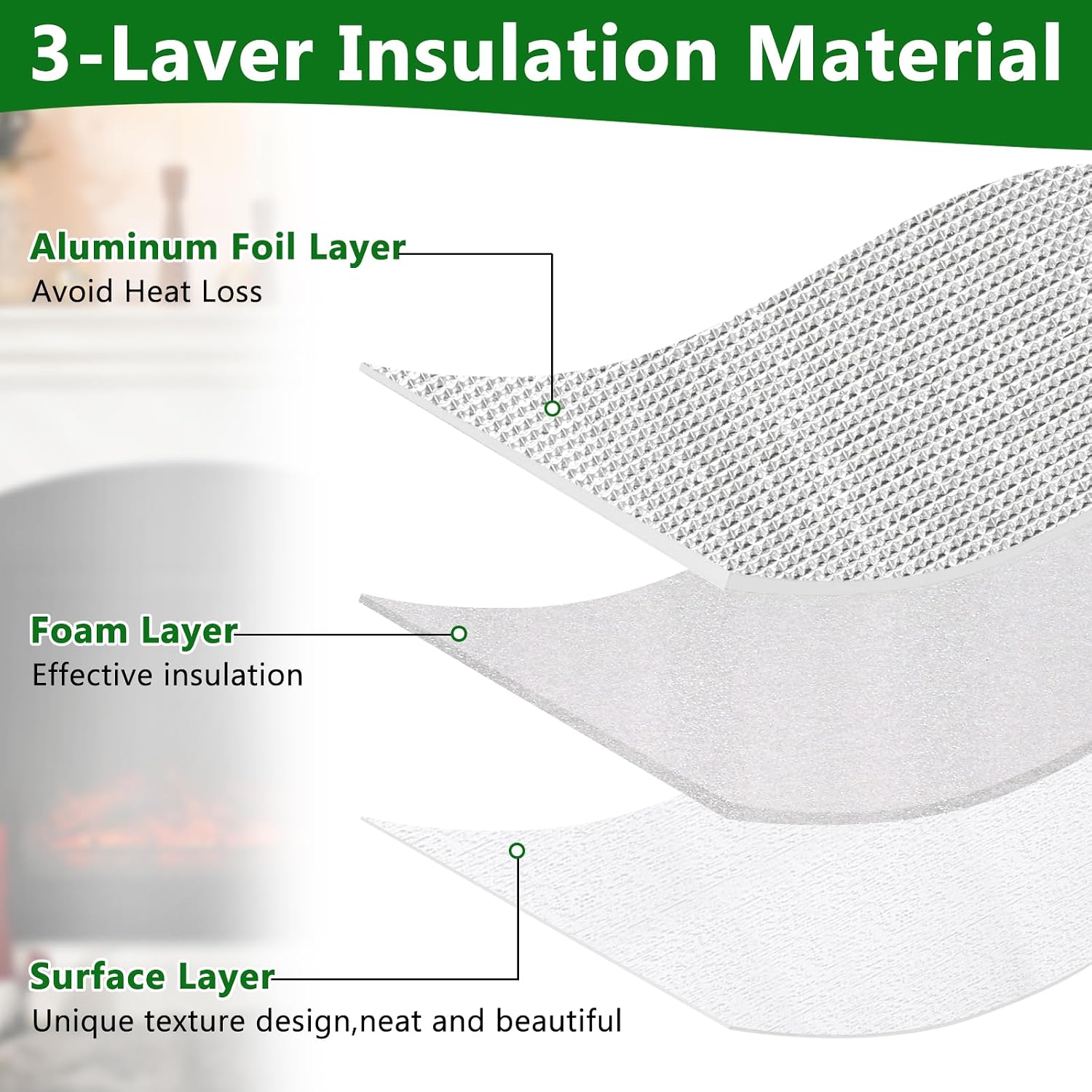 39" x 59" Fireplace Cover, 3-Layer Heat Insulation Fireplace Draft Stopper for Stops Heat Loss & Keep Draft Out, Cuttable Indoor Fire Place Cover for Fireplace Frame Fireplace Screen