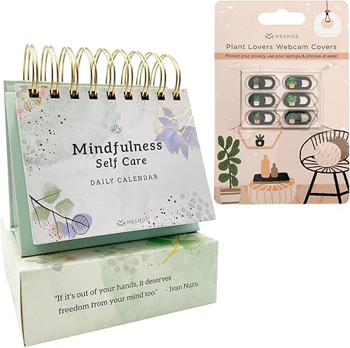 MESMOS Funda para cámara de laptop, diseño de plantas lindas con atención plena y cuidado personal, calendario diario