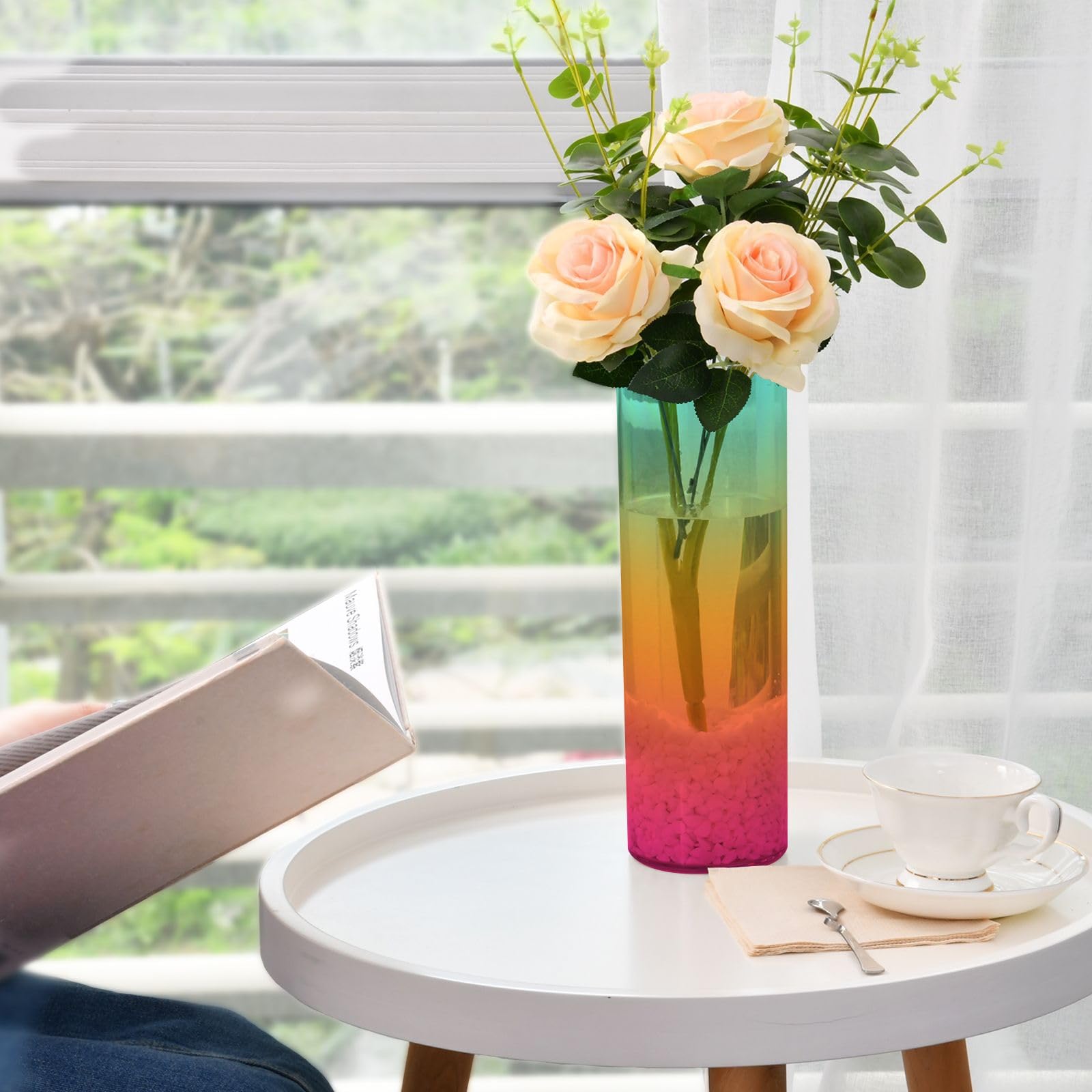 Amazon.com: DOMIKING Teal Orange Pink Gradient Plastic Flower