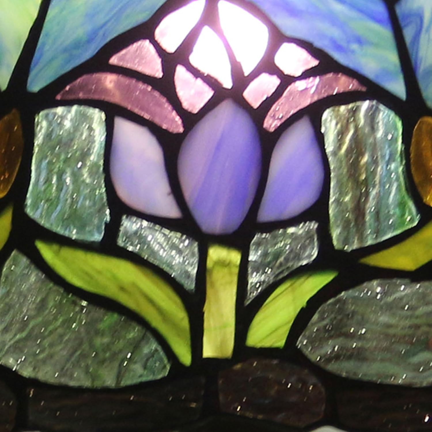 Tulip Table Lamp Shade Replacement Only 12 Inch Tiffany Style Stained Glass Lampshades, Vintage Pastoral Romance Light Cover Only for Desk Light Pendant Light Ceiling Lamp,Purple