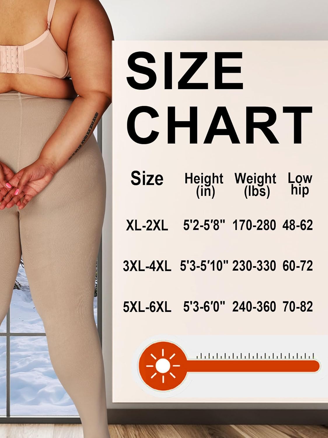 HONENNA Queen Plus Size Fleece Lined Tights, 11+ Colors Thermal Warm Winter Tights for Women, Medias Termicas Mujer Invierno - Image 6