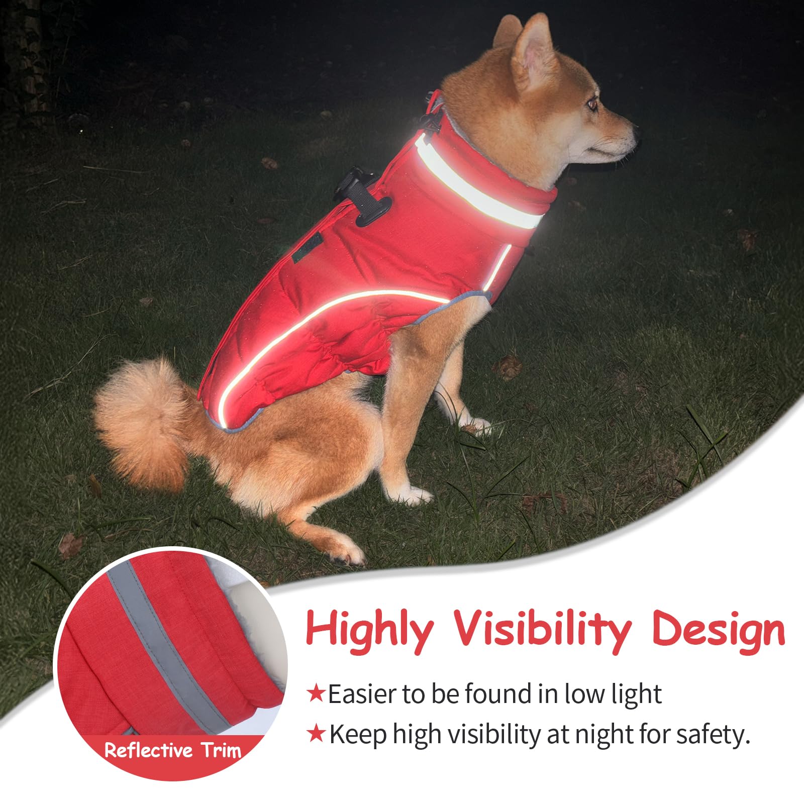 Malier Abrigo de invierno para perro (rojo, mediano)