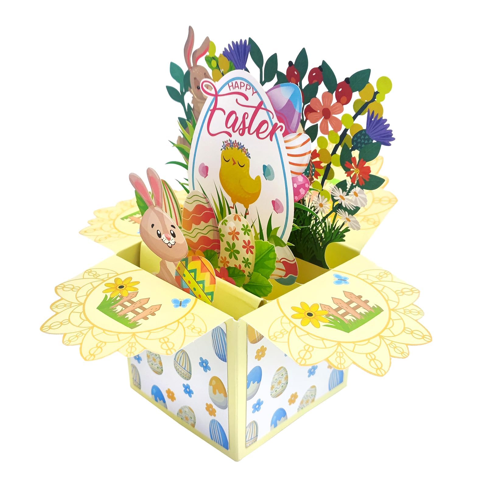 Biglietti pasquali | 6 biglietti di auguri primaverili come biglietto pieghevole con busta per il periodo pasquale – Saluti alla famiglia – Design elegante per Pasqua – motivo bianco e nero