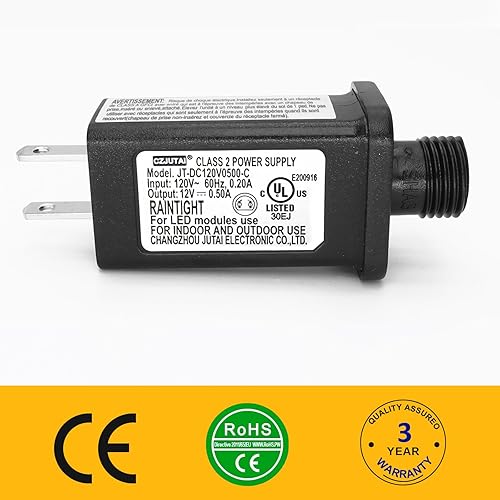Miniatura 5 de PremierAdapter Transformador para CZJUTAI JT-DC120V0500 12V0.5A LED Clase 2 Fuente de alimentación Adaptador de enchufe de EE. UU. Bajo voltaje