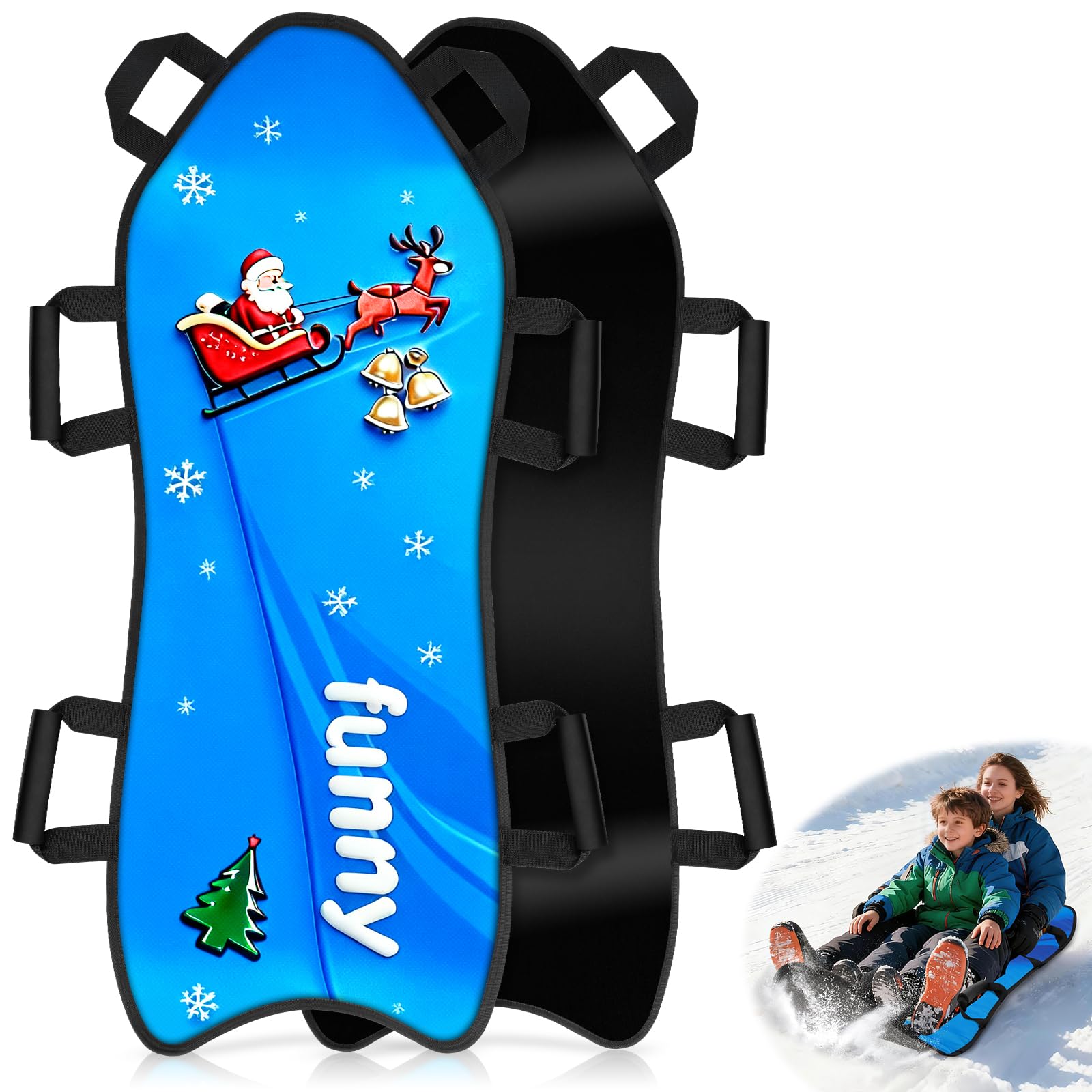 SIMILAR TO…45" Large Foldable Snow Sled?Rolled Up Portable Snow Sleds for Kids and Adult, Thickened PE Bottom Sturdy Fabric Stitching Winter Sleds with Handles for Stable Control, Fits 2 Children or 1 Adult