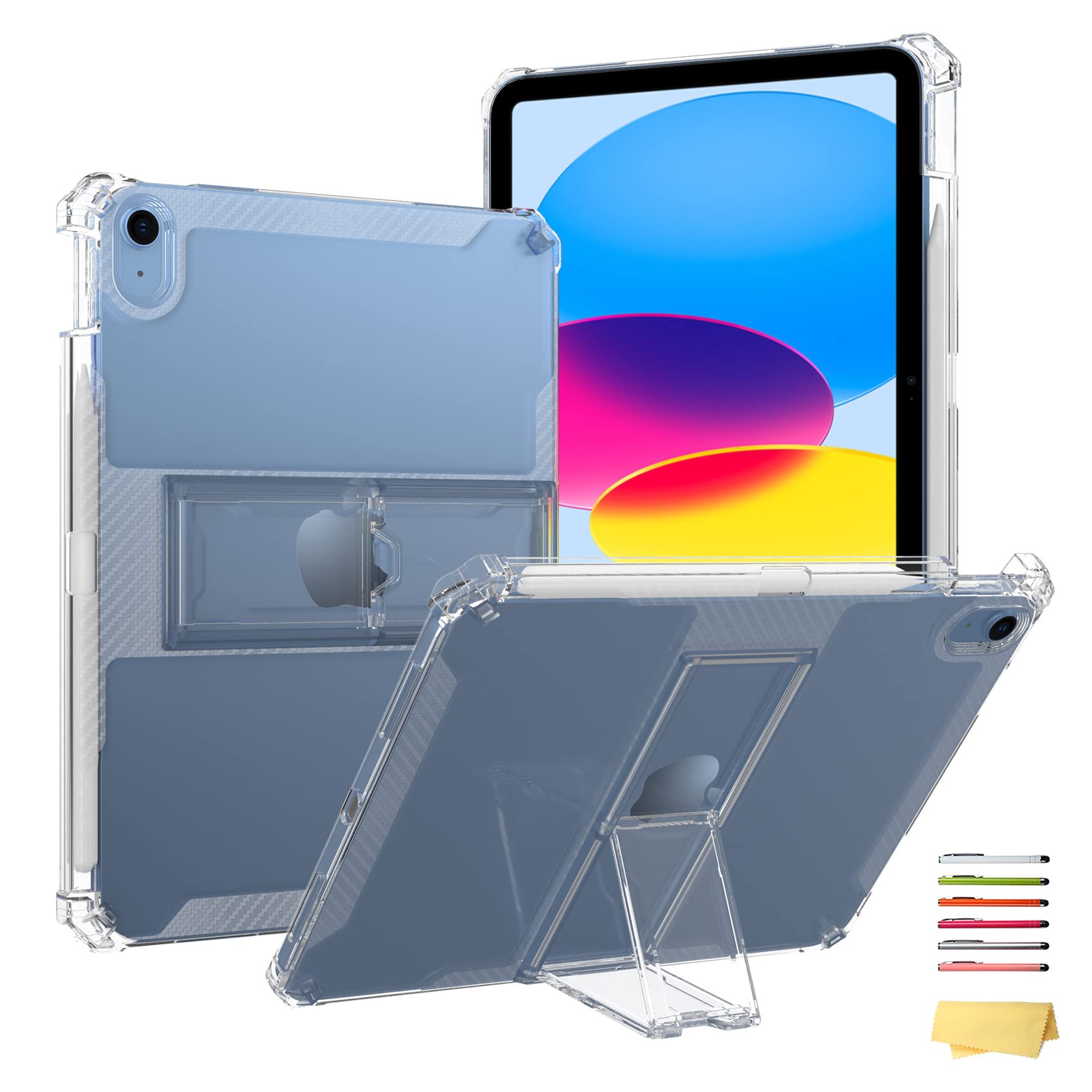 UUcovers Clear Case for iPad Air 3 (3rd Gen) 10.5 inch (2019) & iPad Pro 10.5" 2017 Case with Pencil Holder & Kickstand Thin Lightweight Anti-Slip