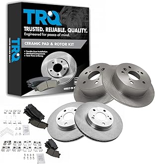 TRQ Brake Pad & Rotor Kit Premium Posi Ceramic Front & Rear for ES350 Camry