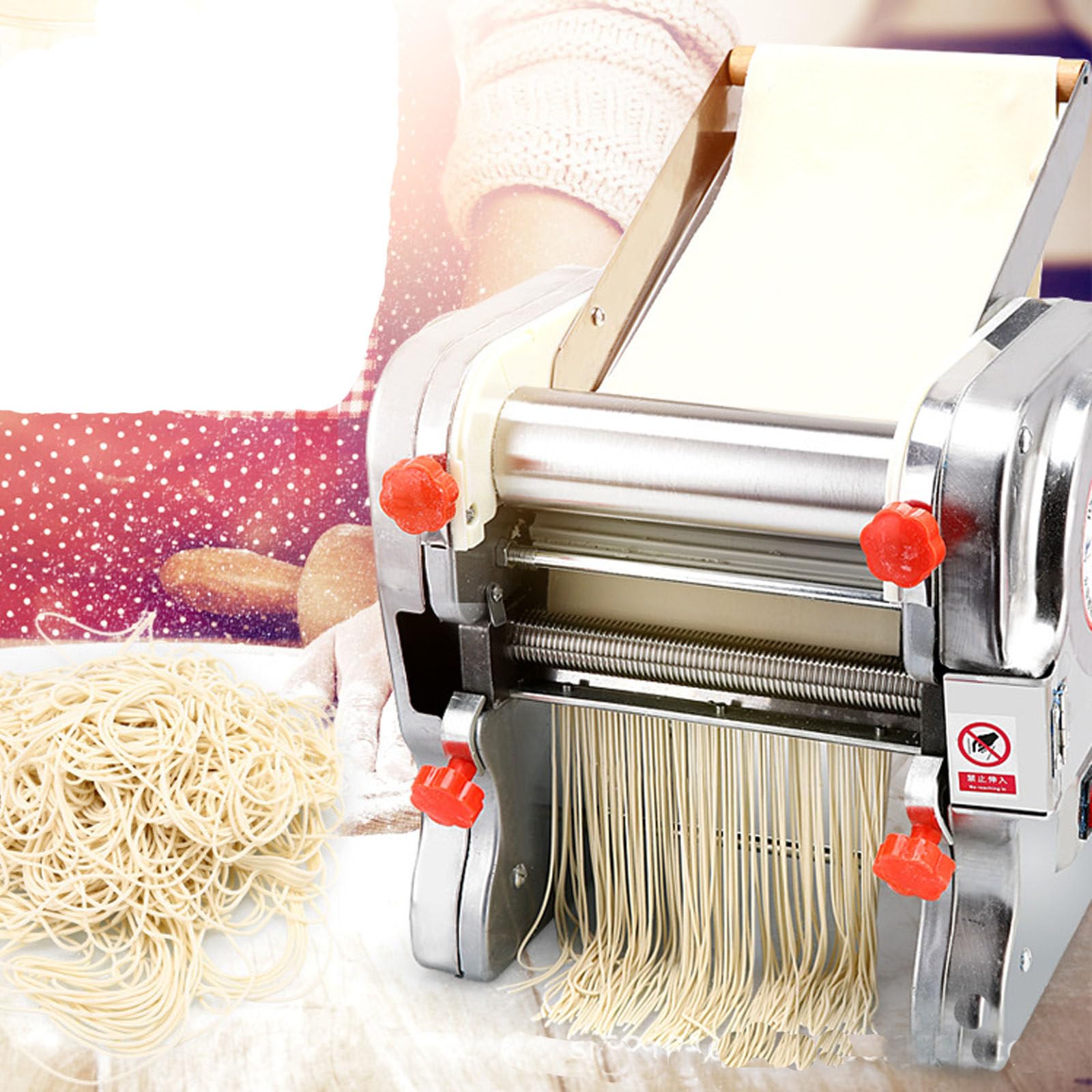 Máquina para hacer pasta casera,Máquina enrolladora de masa,Laminadora de masa comercial,Máquina para hacer fideos,con cortador de 3/9 mm,para fideos/espaguetis/lasaña/ravioles,RSS180
