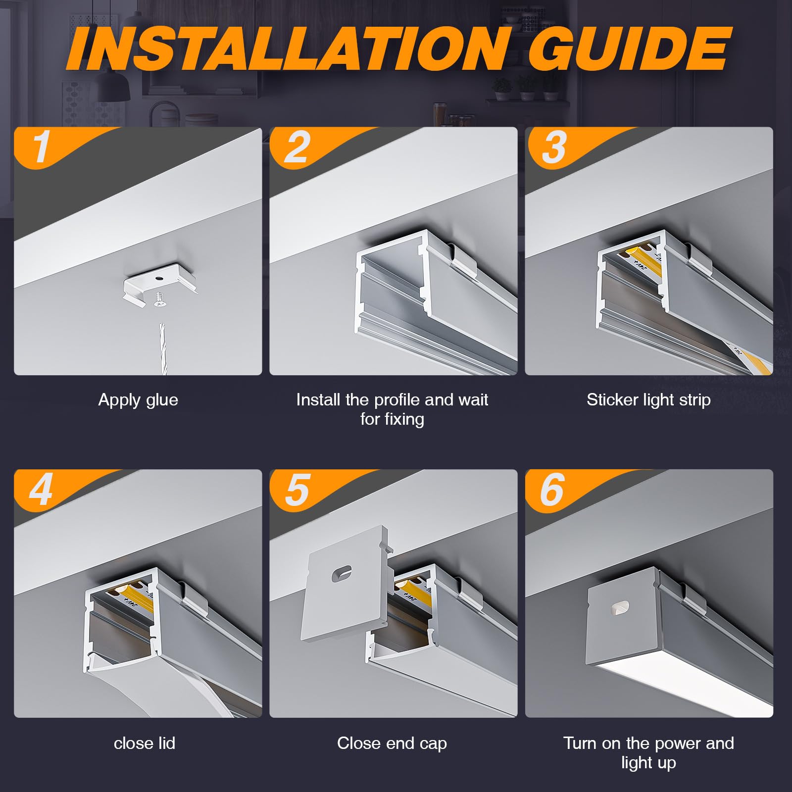 Perfil de aluminio LED 10 x 2 m (20 m) para montaje en superficie para tiras LED de hasta 15 mm con tapa de PC blanca con leche y puntas