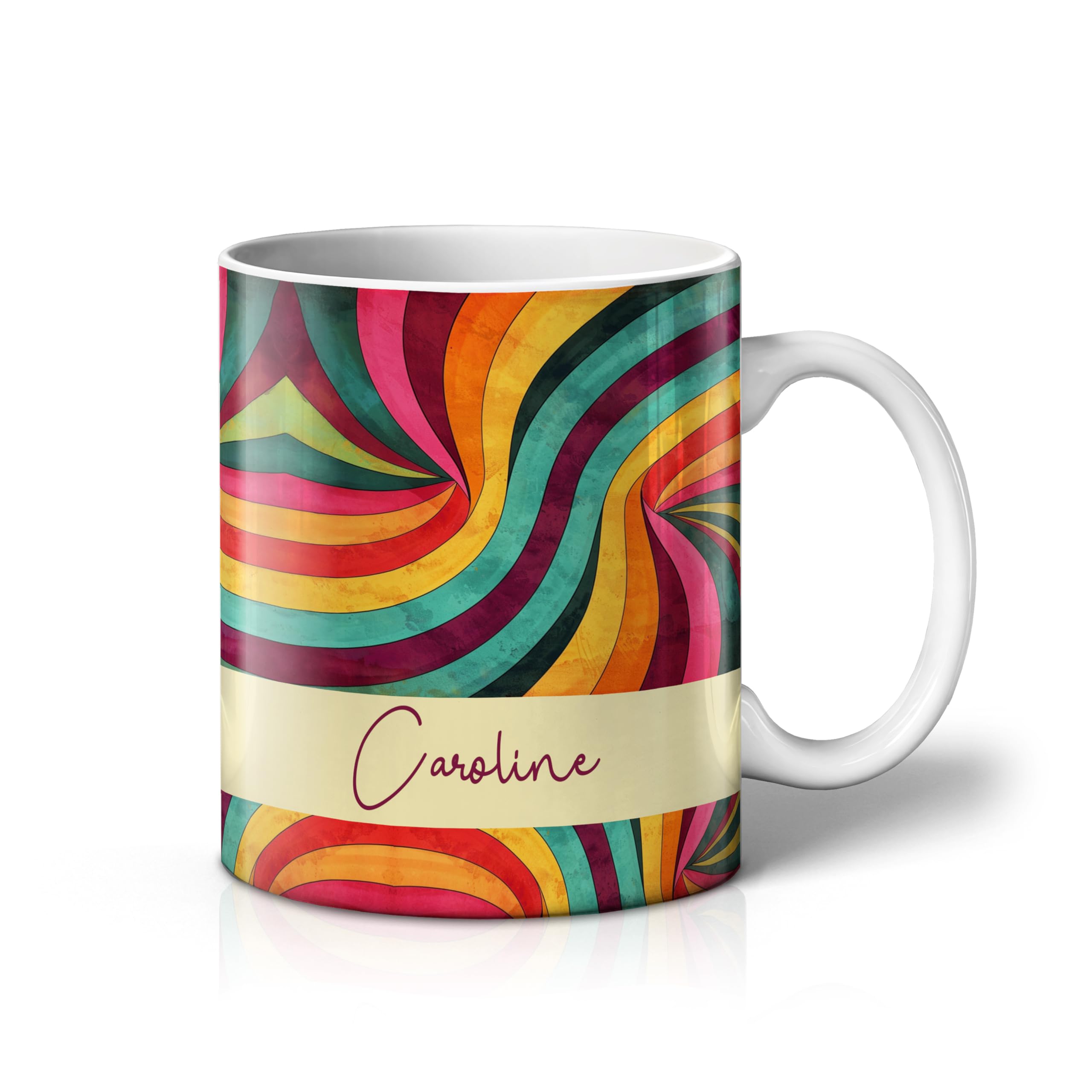 iCaseDesigner Personalised Retro Vintage Mug with Any Name – Custom Coffee Mug – 11 Oz Tea Cup – Unique Customised Gift for Men, Women, Work, Birthdays and Anniversaries - 19. Psychedelic Swirl