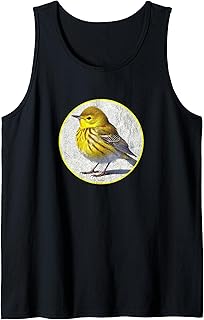 Colorido diseño retro de pájaro de curruca amarilla Camiseta sin Mangas