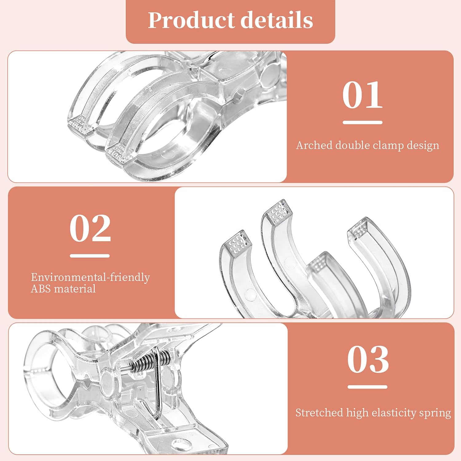 20 Pack Clear Spring Clips, 3.5 Inch Transparent Plastic Clamps for Balloon Arch, Backdrop, Craft Projects, Invisible Hold for Event Decoration and Party Setup