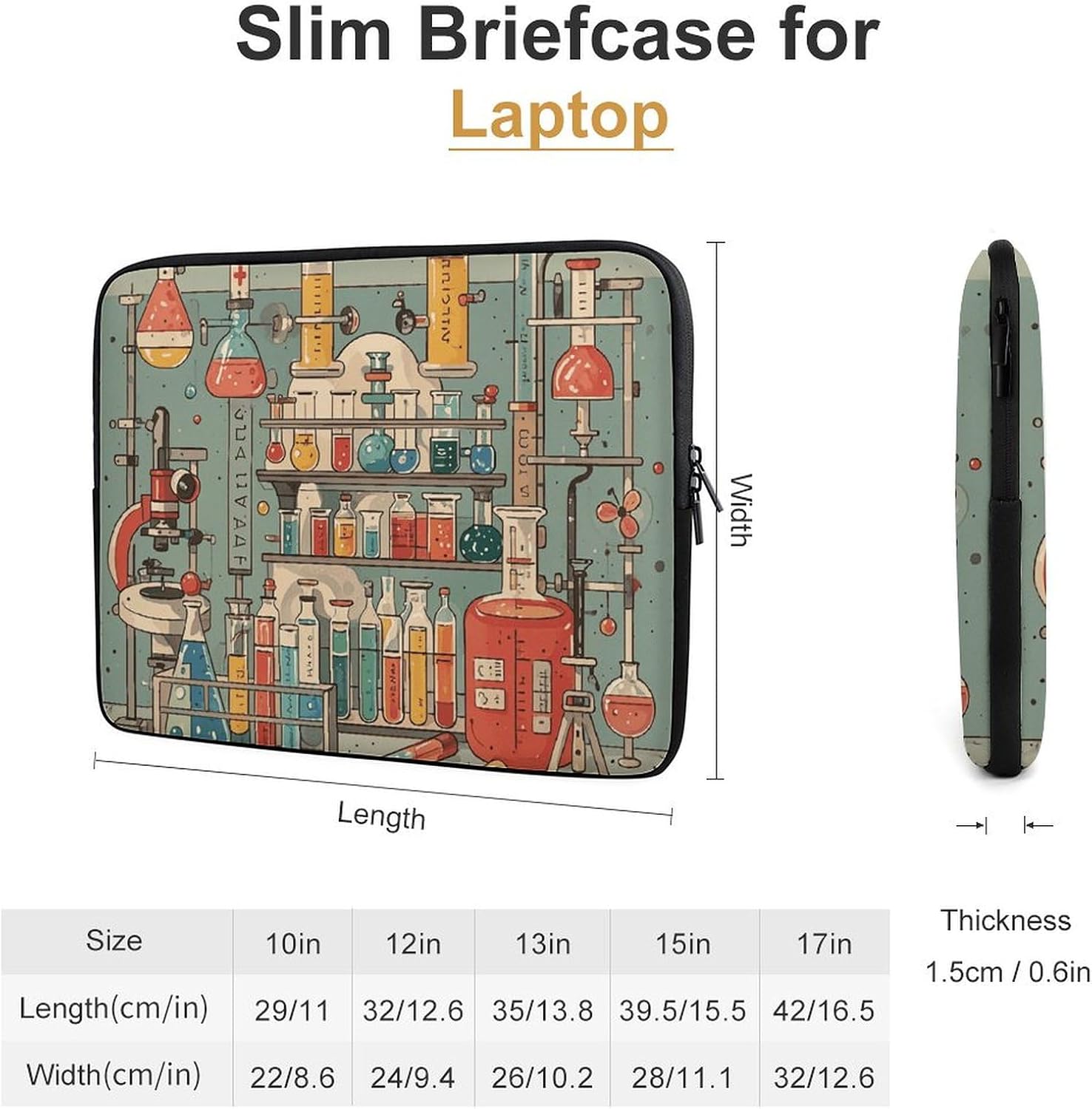 Laptop Sleeve Carrying Case Vintage Aesthetic Science Tool Illustrations Laptop Case Shockproof Computer Bag 15inch Waterproof Protective Laptop Bag image 2