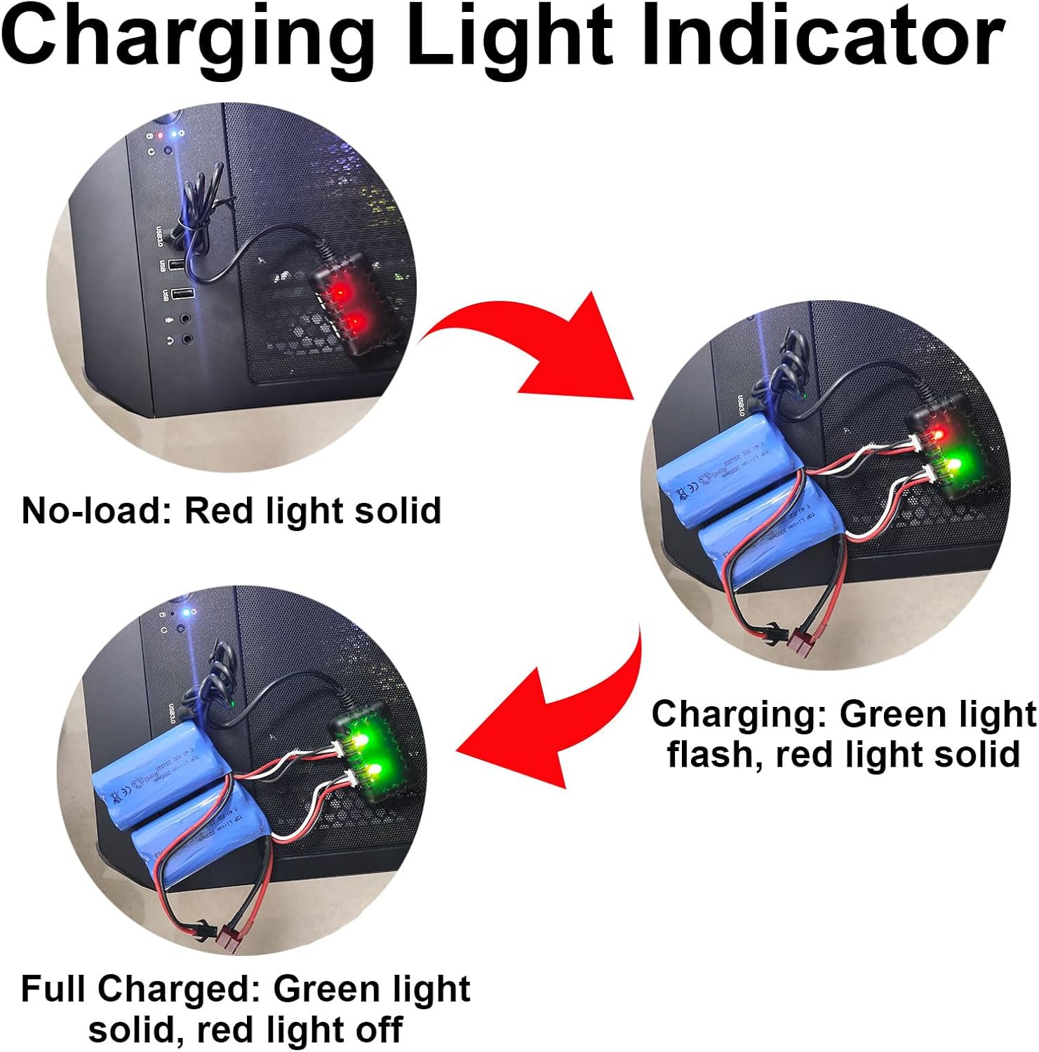 7.4V Lipo Battery Charger - RC Car Balance Chargers USB Cable 2-in-1 with XH-3P Plug 1A for 2S Batteries RC Cars Drone Boat Airplane Truck Quadcopter Airsoft SCX24 SCX10