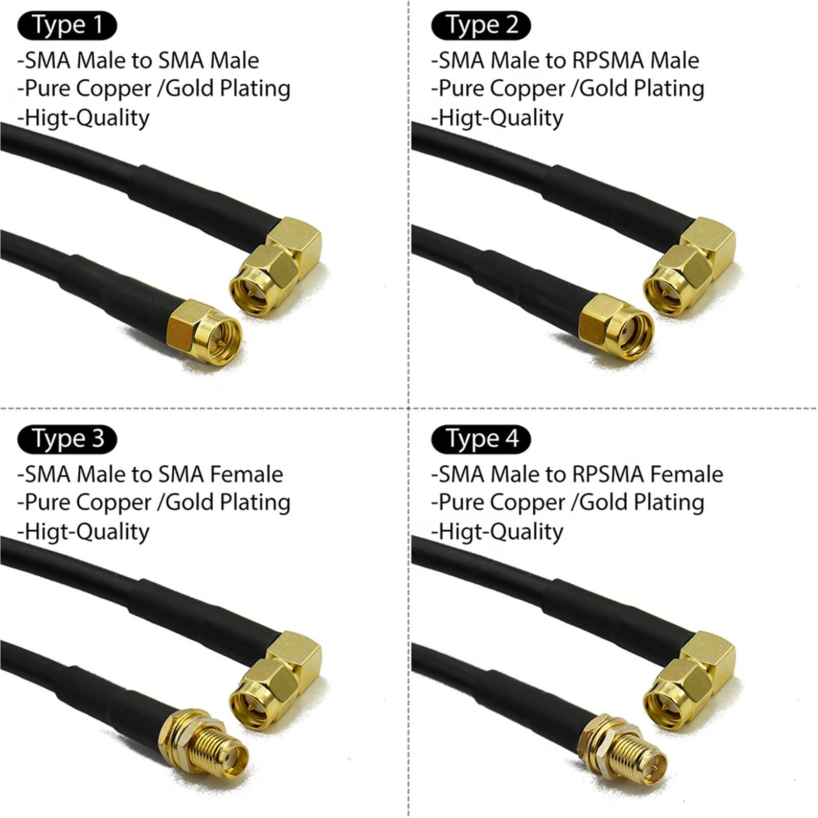 RG58 SMA kabel męski żeński prosty kąt rozszerzenie adapter pigtail 1 szt. (typ 3,100 cm)