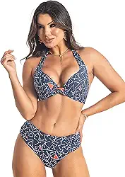 Biquíni Sunquíni Feminino Cortinão com Alças Largas e Calcinha Disfarça Barriga Alta Sustentação