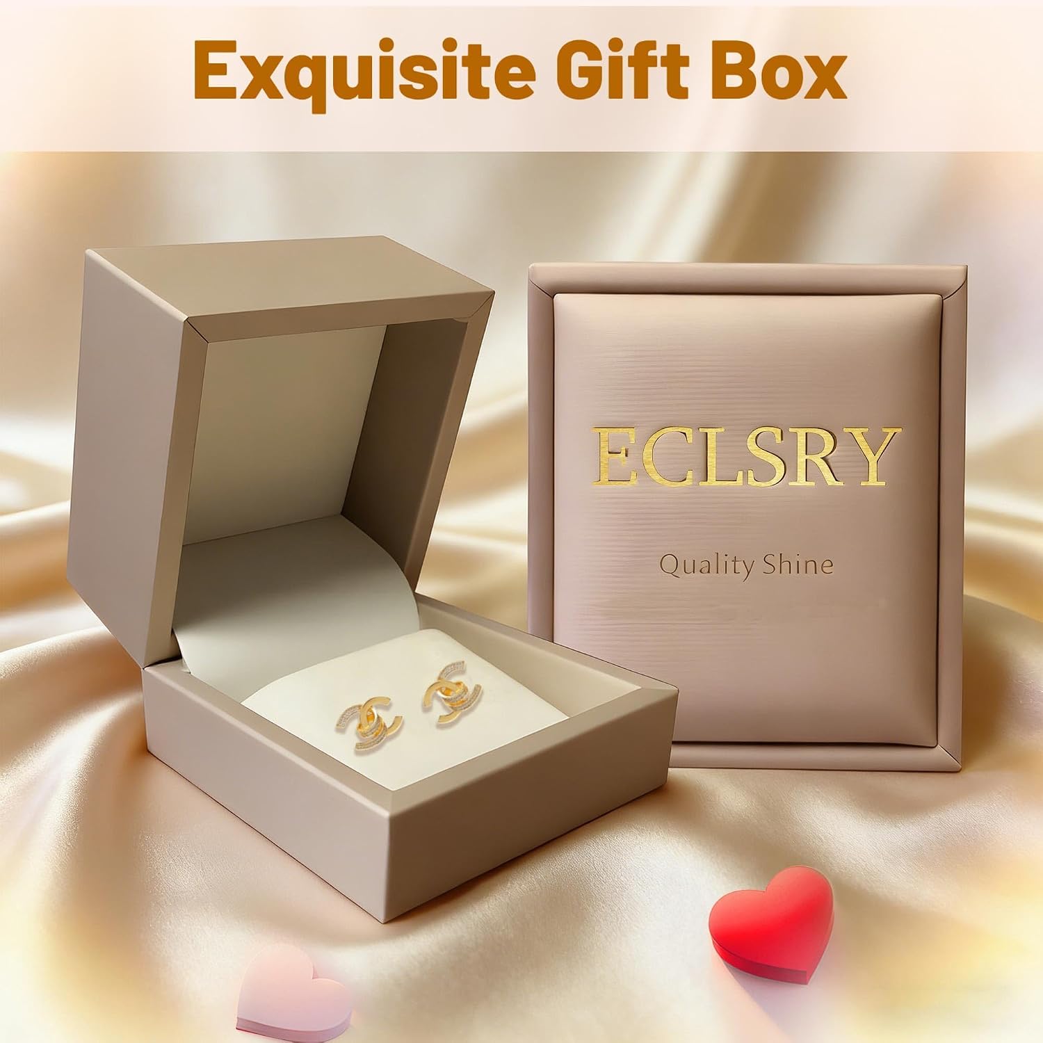 18K Gold Plated Stud Earrings for Women Hypoallergenic Jewelry Gift(with Gift Box)