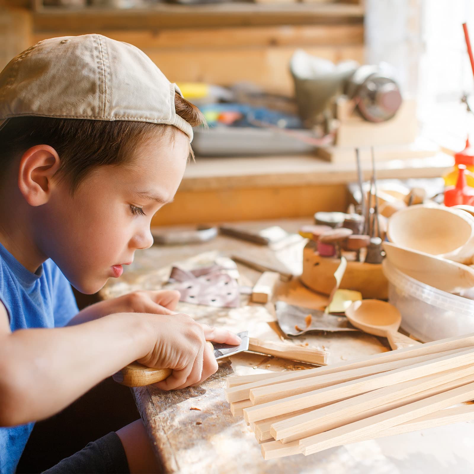 300 Bastoncini Legno Balsa 305x3x3 Mm - Per Intaglio E Modellismo | Fai Da Te E Artigianato - Foto 7