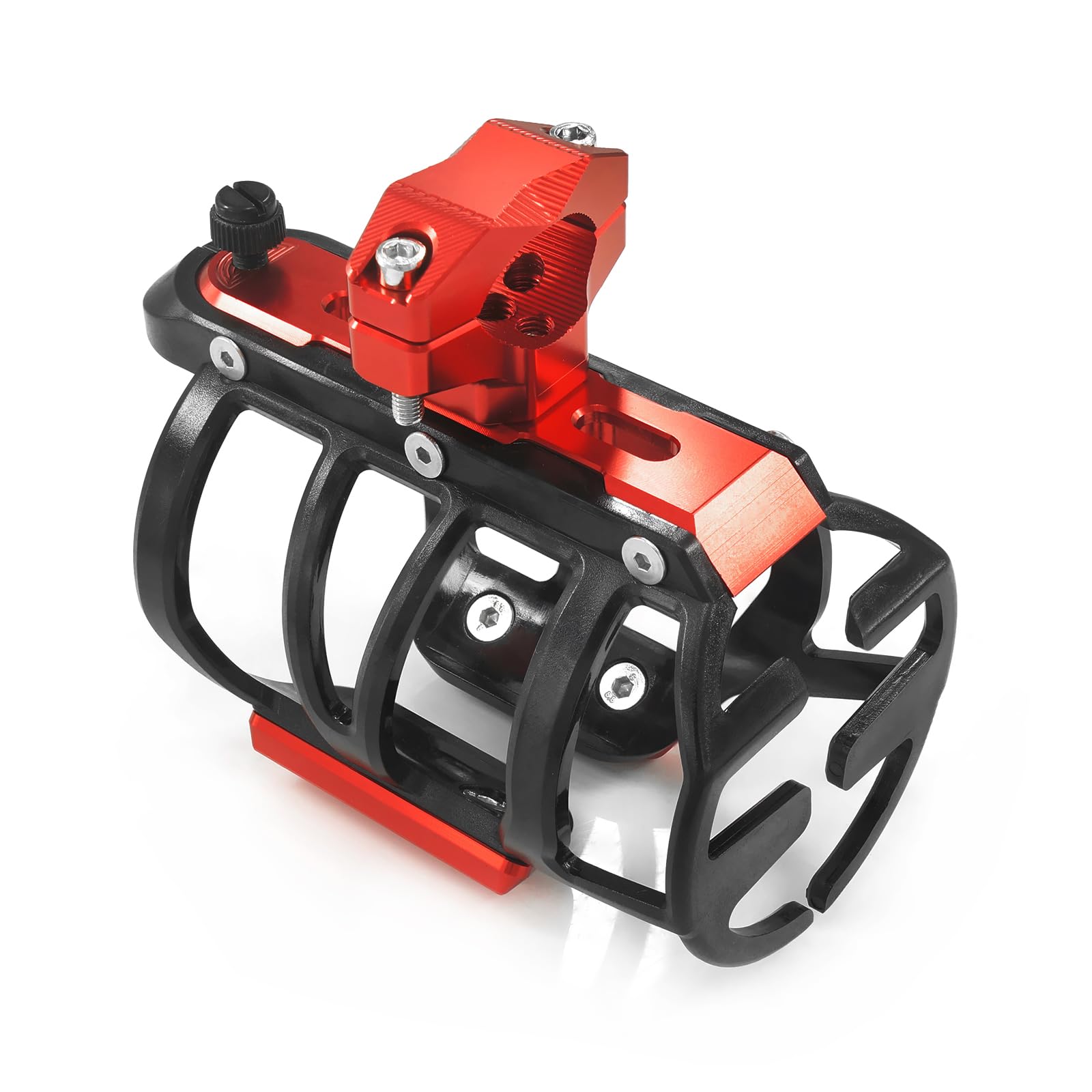 portaborraccia Per moto portaborraccia alluminio universale Per moto bicicletta MTB ATV barca scooter bici da strada telaio manubrio portabevande (Red)
