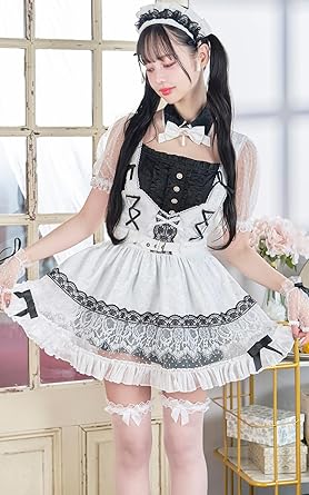 マリームーン クラシカルゴシックジャガードメイド ホワイト Amazon.co.jp: [Malymoon] コスプレ メイド ウエイトレス