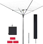 STO STO Parapluie portatif, 82 Sac à séchage rotatif pieds avec hauteur réglable, ligne de blanchisserie autonome pour jardin, patio, balcon & Camping, installation facile avec sac de transport, aucun outil nécessaire