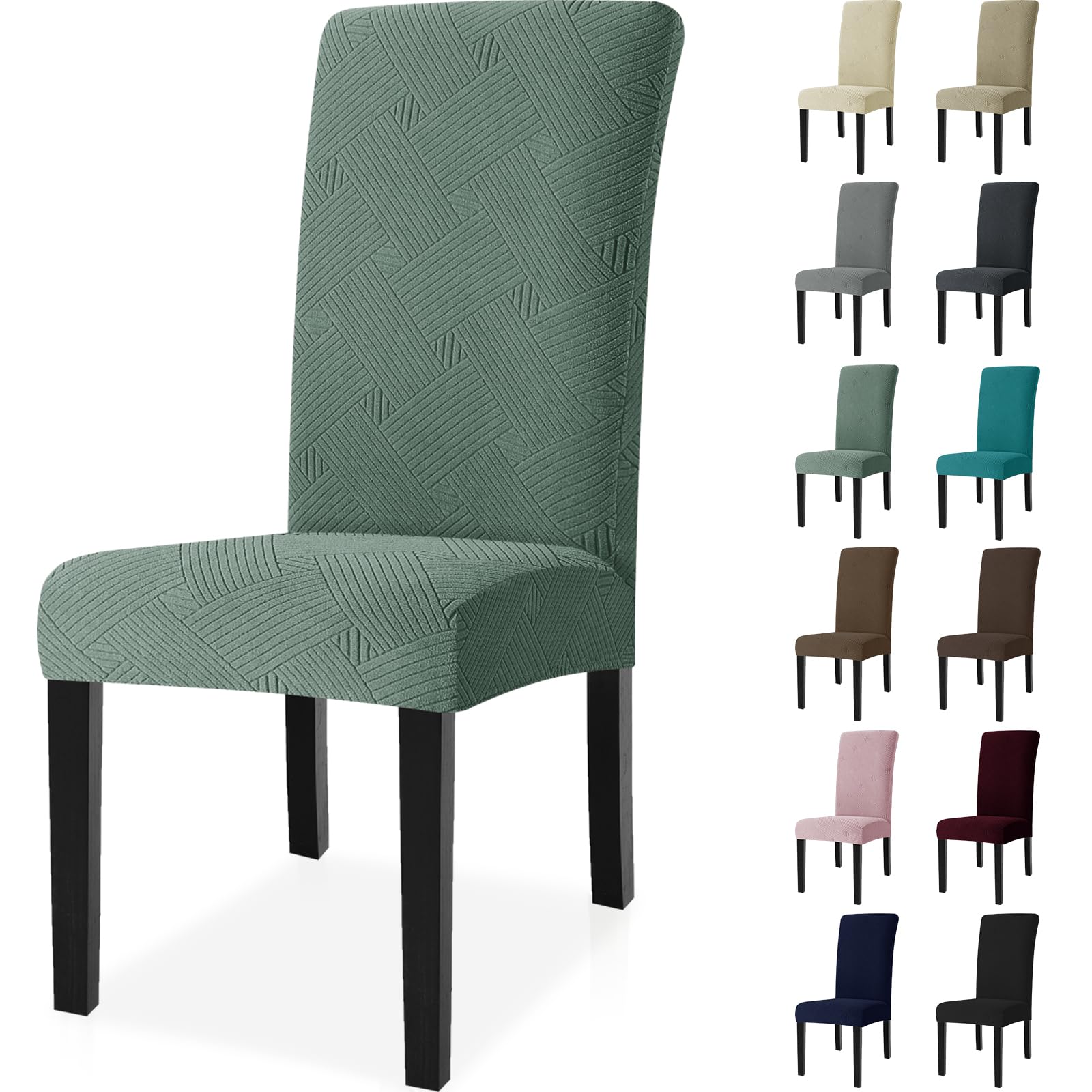 Ystyle Coprisedie con Schienale 6 Pezzi, Elasticizzato Copri Sedie Soggiorno Cucina, Universali Coprisedia Elasticizzati, Moderno Fodere per Sedie Antigraffio Gatto, Verde