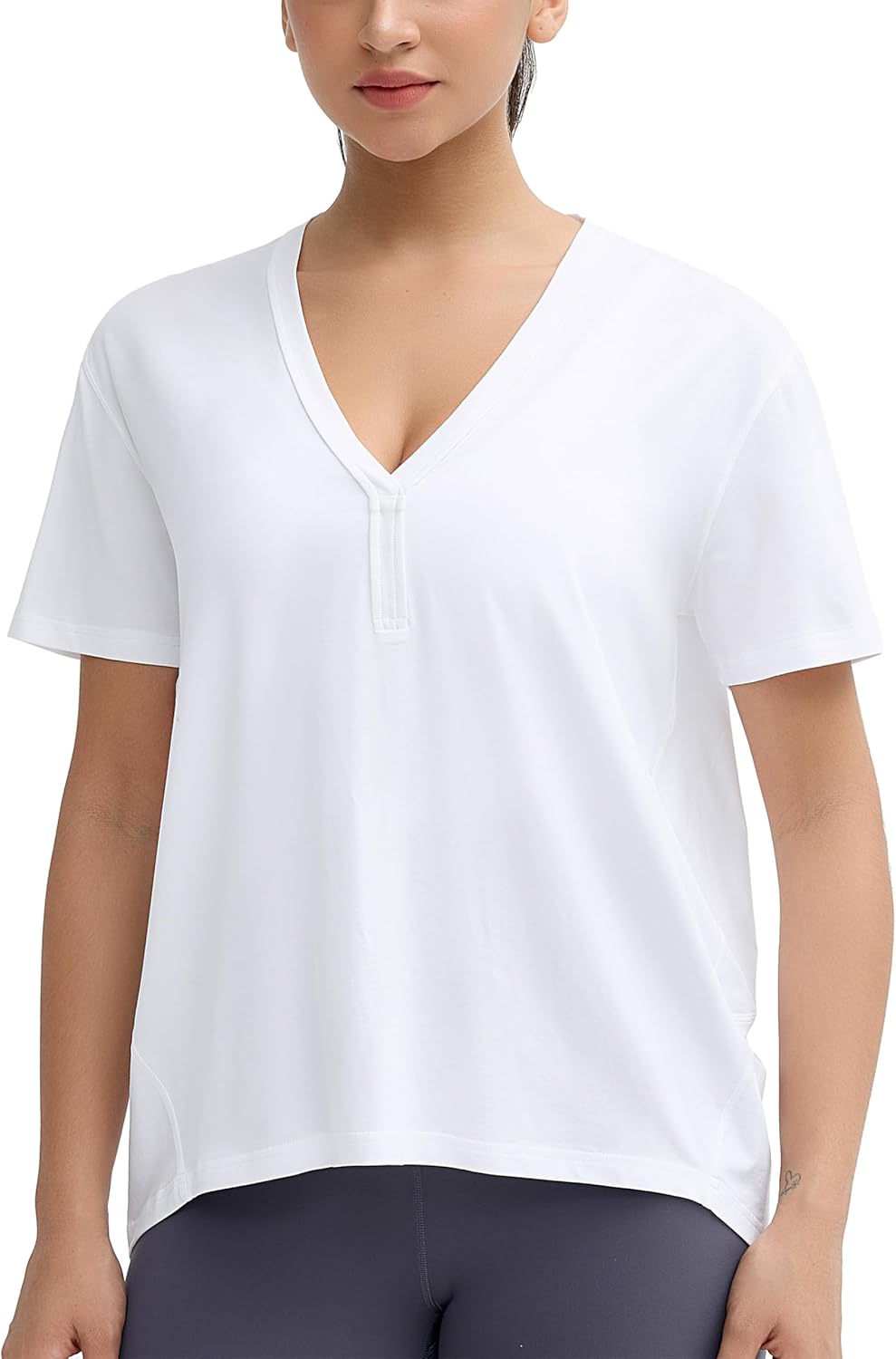 THE GYM PEOPLE Women's Loose Fit Workout T-Shirts V Neck Short Sleeve Running Yoga Lounge Tee Tops - Image 2