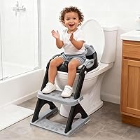 Vista 2 de Asiento de entrenamiento para inodoro, SKYROKU - Asiento de inodoro para entrenamiento con escalera para niños pequeños, para niños y niñas pequeños