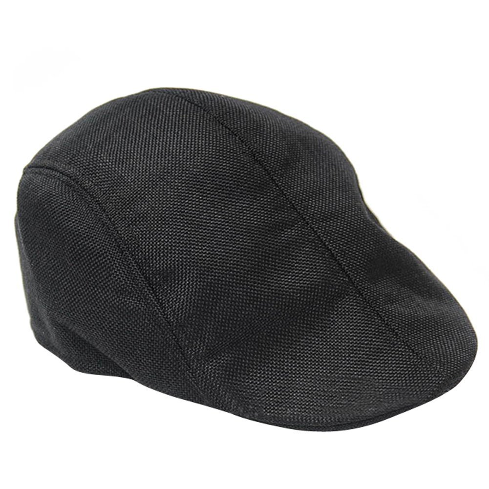 HugeStore Unisex Flat Cap Gatsby Newsboy Cap with Duckbill and Peak - Black