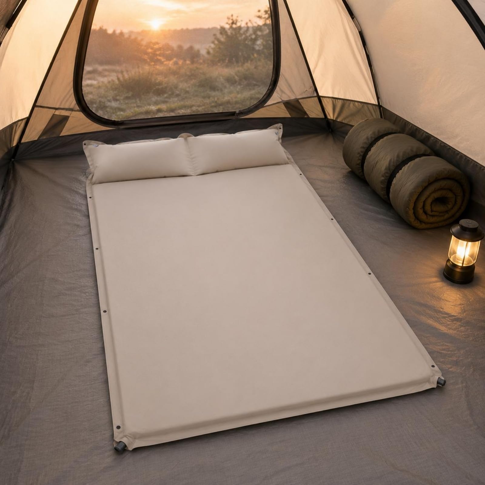 Sharplace Colchón Industrial Autoinflable Colchón de Camping Esterilla Colchoneta con Construcción Resistente al Agua de 3cm y Soporte Reforzado Adecuado para, Verde Oliva