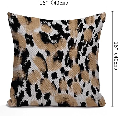 Miniatura 2 de Nphuriy Funda de almohada cuadrada de lino y algodón con estampado de leopardo de animales, funda de almohada estándar para hombres, mujeres y